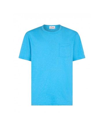 Mc2 Saint Barth T-shirt Da Uomo President In Cotone Fiammato Bluette